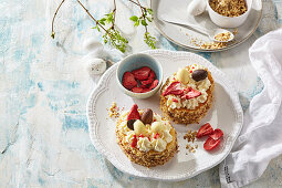 Easter egg cakes with dried strawberries