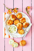 Cheese biscuits with chive butter