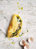 Blue cheese and mushroom souffle omelettes