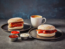 Hearty Breakfast Sandwiches and Coffee
