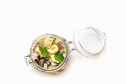 Ravioli with Mushroom and Jerusalem Artichoke in broth