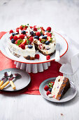 Christmas ice-cream cake with berries