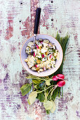 Potato salad with radishes and chives