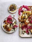 Cauliflower wedges with walnut relish