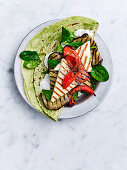 Chargrilled vegie and haloumi wraps