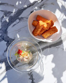 Panisse (chickpea fries, Provence, France) with mayonnaise