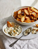 Twice-cooked crispy kipfler potatoes with gribiche sauce