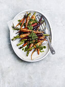 Roast carrots with carrot-top pesto