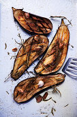 Grilled eggplant with herbs and garlic