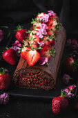 Chocolate Strawberry Sponge Roll
