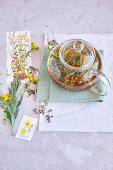 Lucky tea made from rosemary, lavender, St. John's wort