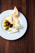 Antipasti with cheese and olives