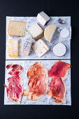 Selection of cheese and ham