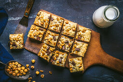 Chocolate Butterscotch Blondie with Hazelnuts