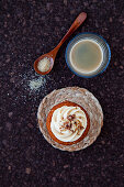 Cupcake with caramel topping and walnut brittle