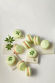 Woodruff macarons with strawberry filling