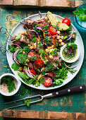 Grilled lamb halloumi skewers