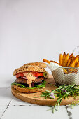 Portobello burger with fries