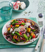 Black lentil salad with goat cheese
