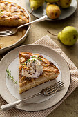 Apple pie served with vanilla ice cream