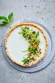 Vegan Tom Kha Cheesecake with beech mushrooms