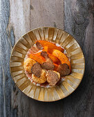Roasted scallops with truffle and pumpkin
