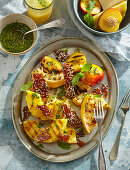 Grilled fruit with caramel