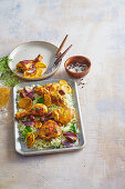 Roasted lemon chicken with herb rice