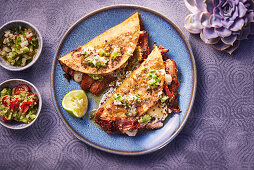 Quesadillas with roasted pork belly