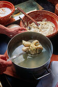 Cooking potato and leek gnocchi