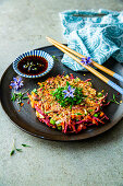 Korean vegetable pancakes with Asian dip