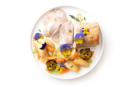 Roast pork loin with apples and thyme