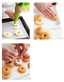 Prepare filled donuts with mascarpone cream and prosciutto