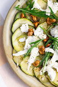 Zucchini carpaccio with chanterelles