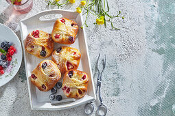 Sweet pastry dumplings with fruit filling