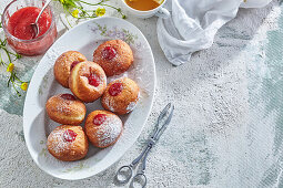 Jelly doughnuts with homemade jam
