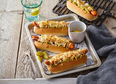 Grilled hot dogs