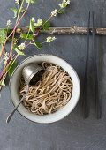 Cooked buckwheat noodles (soba noodles)