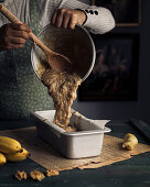 Dough for banana-walnut bread