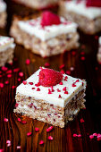 White chocolate and raspberry flapjacks