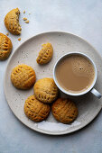 Keto peanut butter cookies and a cup of latte