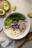 Keto chicken salad with avocado and eggs