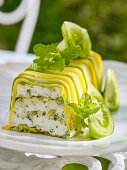 Goat's cheese terrine with courgette and pistachios