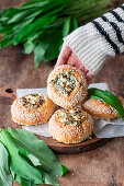 Wild garlic buns with feta
