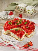Milk rice cake with strawberries