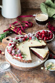 Cranberry gingerbread tart with white chocolate