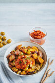 Vegan patatas bravas with sugo