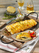 Hearty yeast plait with scamorza
