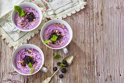Blueberry mousse with chia seeds