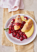 Carthusian dumplings with zabaglione and cherry compote